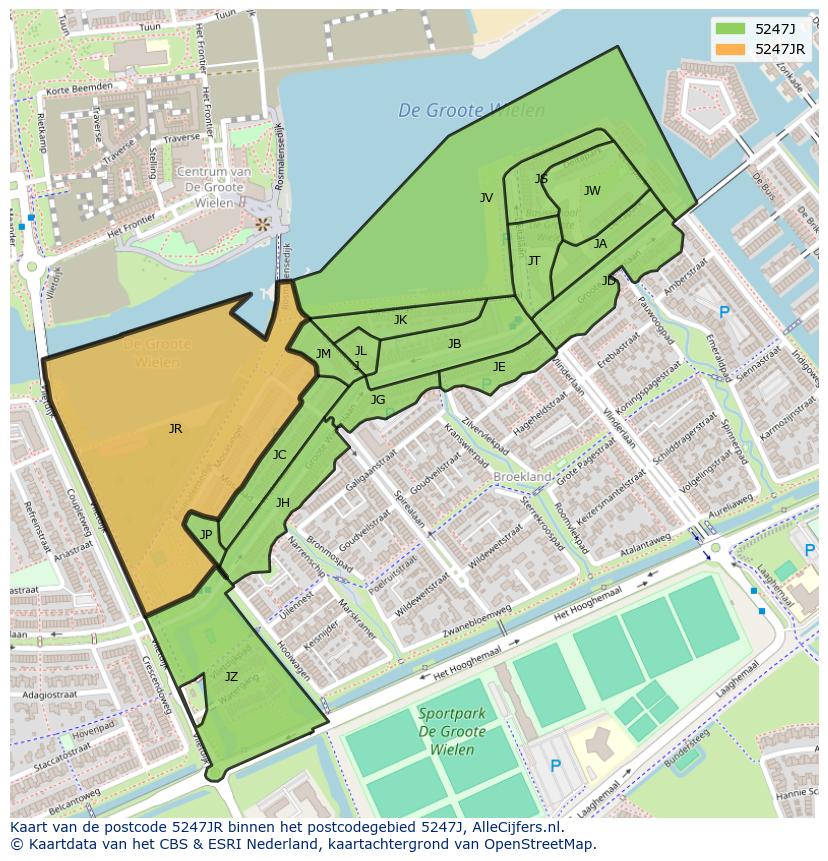 Afbeelding van het postcodegebied 5247 JR op de kaart.