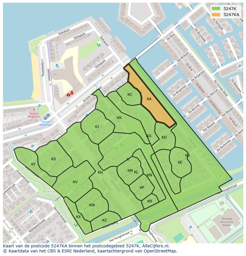 Afbeelding van het postcodegebied 5247 KA op de kaart.