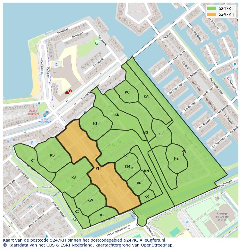 Afbeelding van het postcodegebied 5247 KH op de kaart.