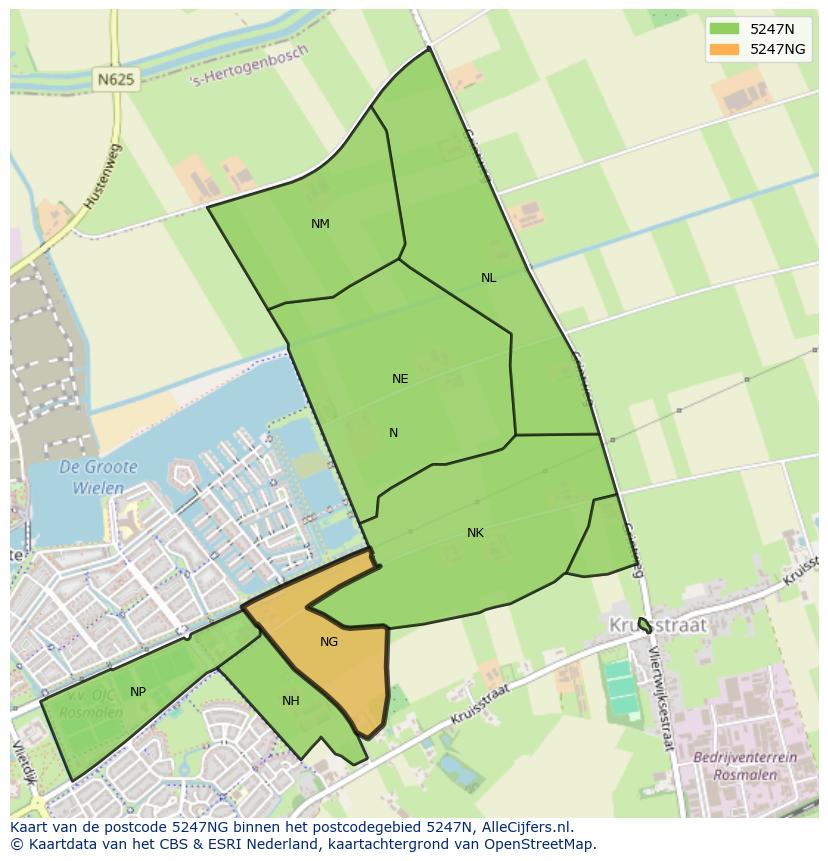 Afbeelding van het postcodegebied 5247 NG op de kaart.