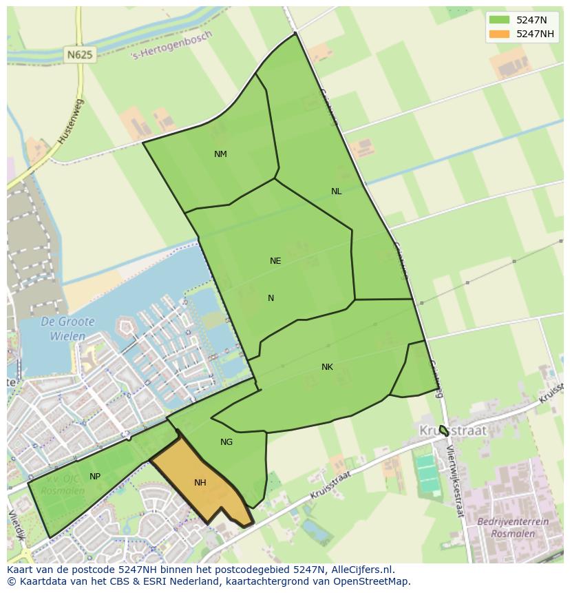 Afbeelding van het postcodegebied 5247 NH op de kaart.