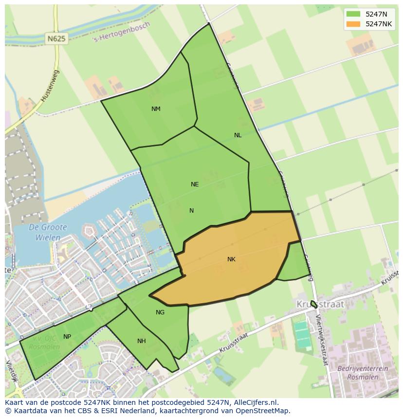 Afbeelding van het postcodegebied 5247 NK op de kaart.