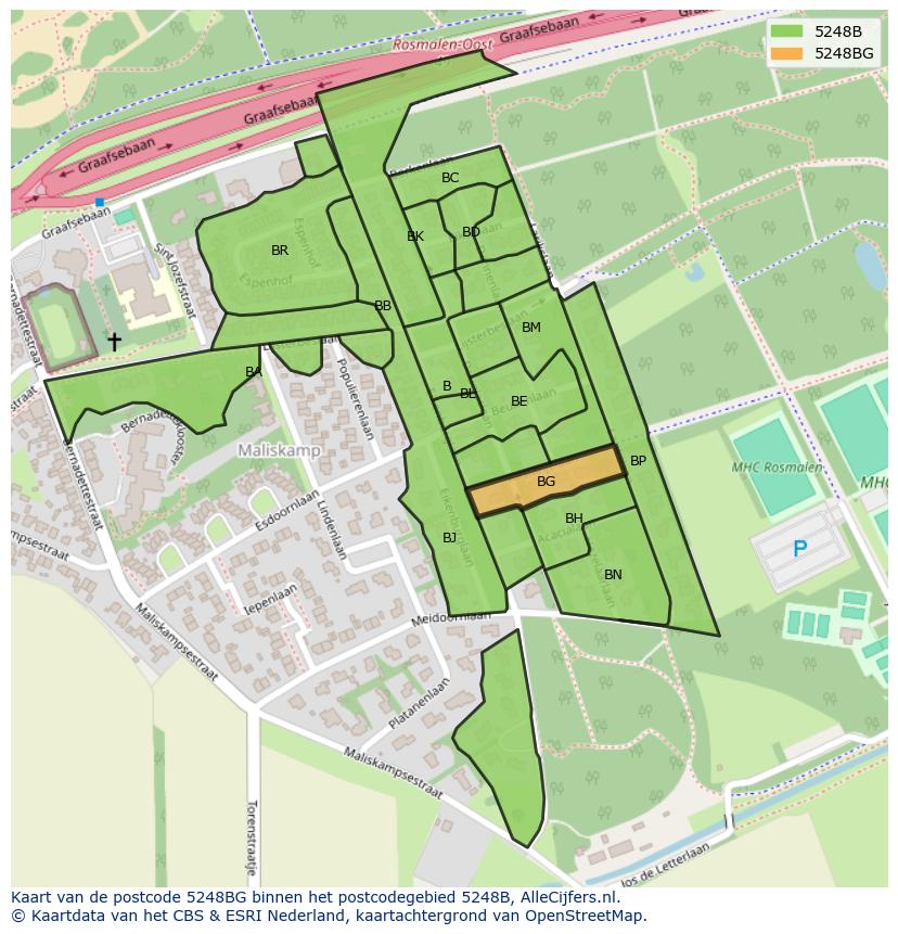 Afbeelding van het postcodegebied 5248 BG op de kaart.