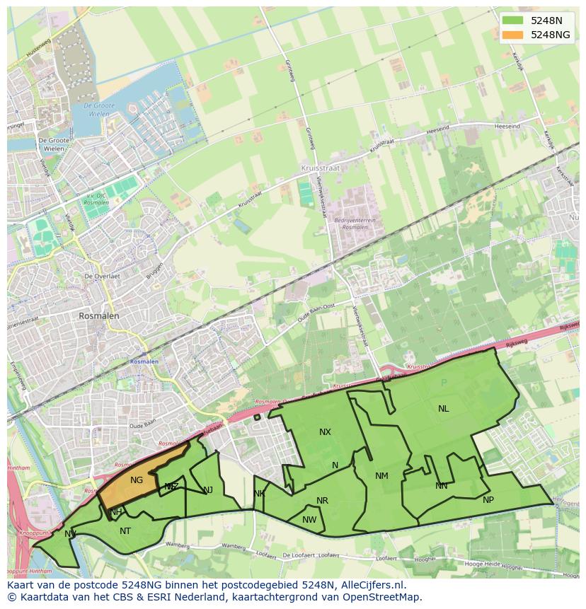 Afbeelding van het postcodegebied 5248 NG op de kaart.