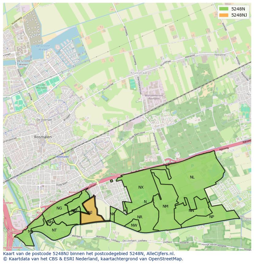 Afbeelding van het postcodegebied 5248 NJ op de kaart.