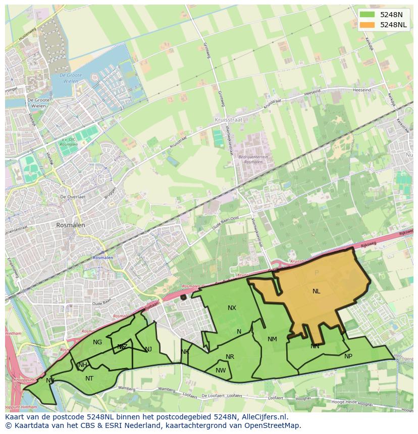 Afbeelding van het postcodegebied 5248 NL op de kaart.