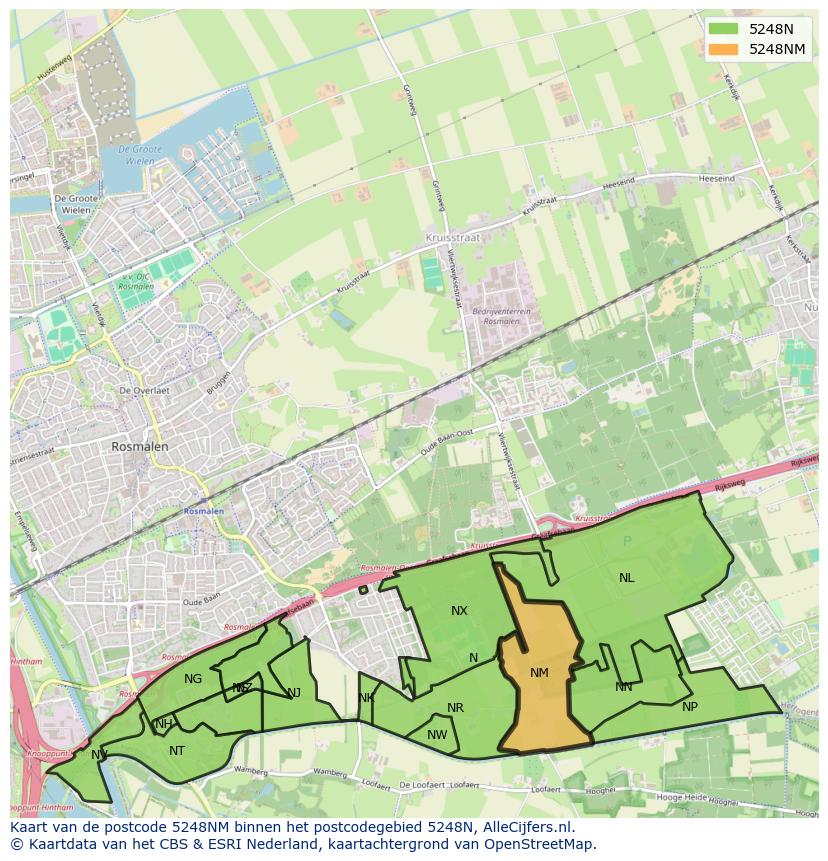 Afbeelding van het postcodegebied 5248 NM op de kaart.