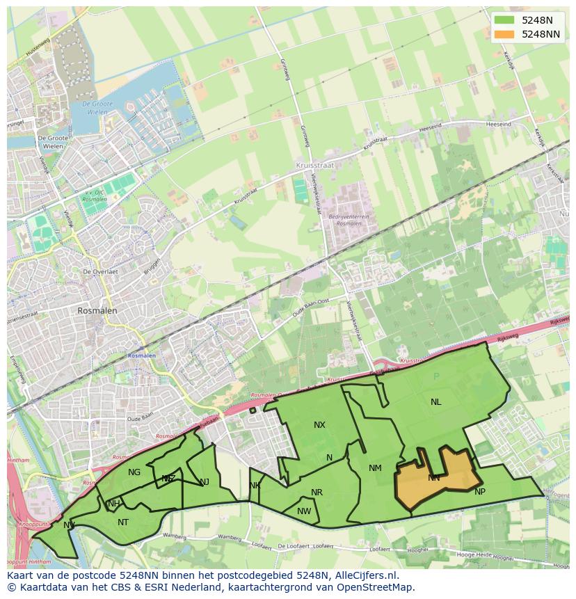 Afbeelding van het postcodegebied 5248 NN op de kaart.