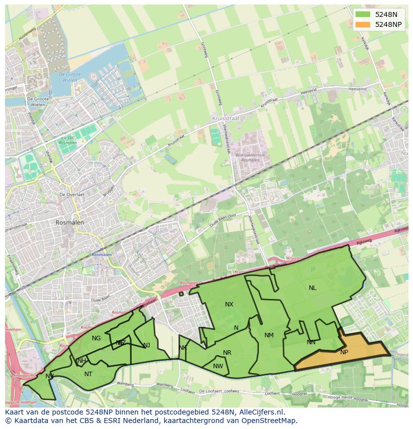 Afbeelding van het postcodegebied 5248 NP op de kaart.
