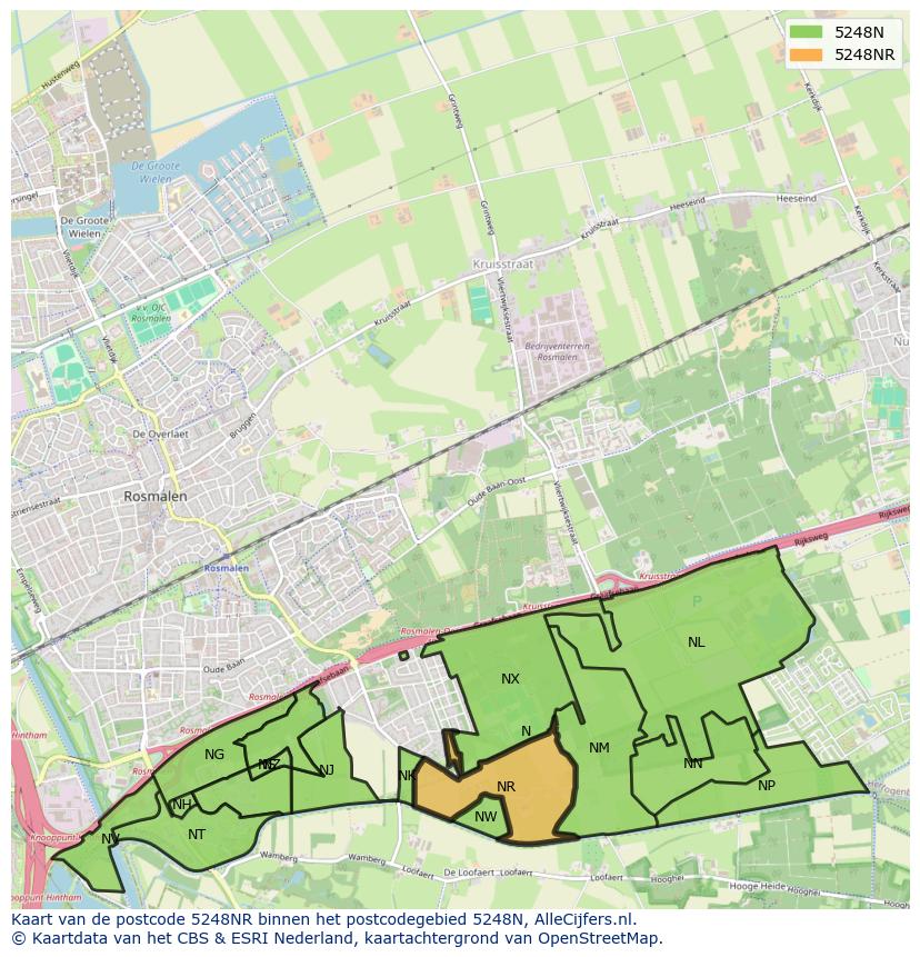 Afbeelding van het postcodegebied 5248 NR op de kaart.