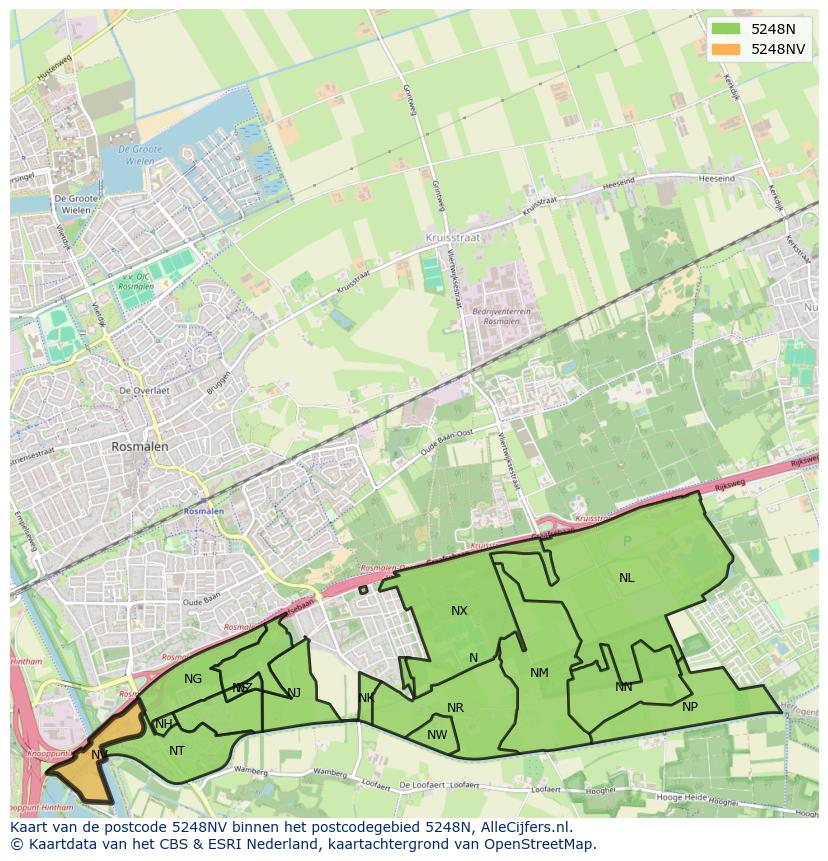 Afbeelding van het postcodegebied 5248 NV op de kaart.