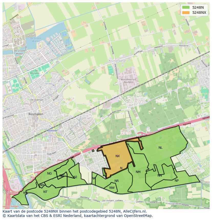 Afbeelding van het postcodegebied 5248 NX op de kaart.