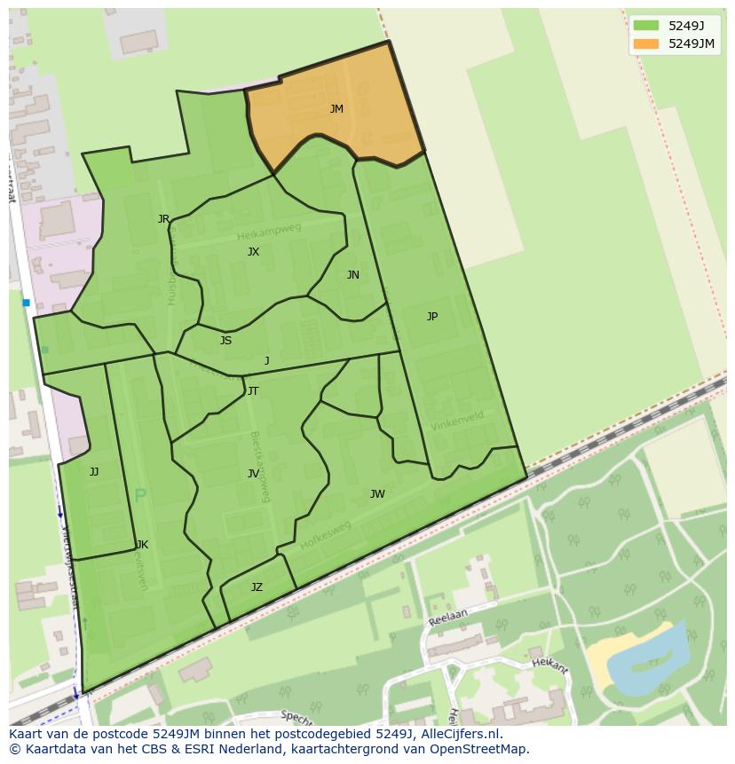 Afbeelding van het postcodegebied 5249 JM op de kaart.