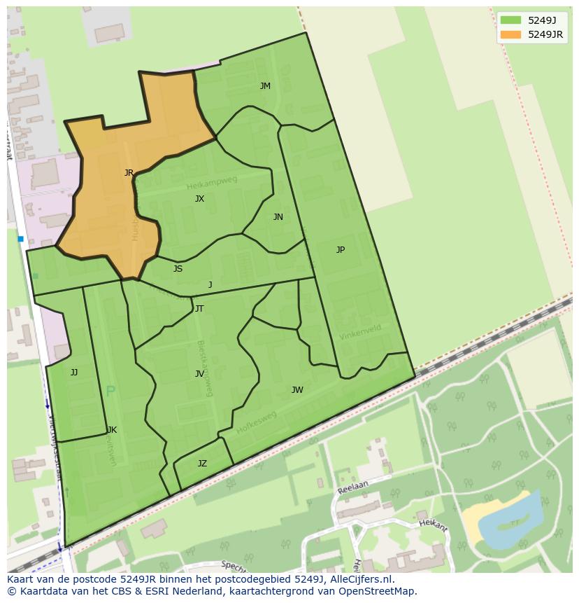 Afbeelding van het postcodegebied 5249 JR op de kaart.