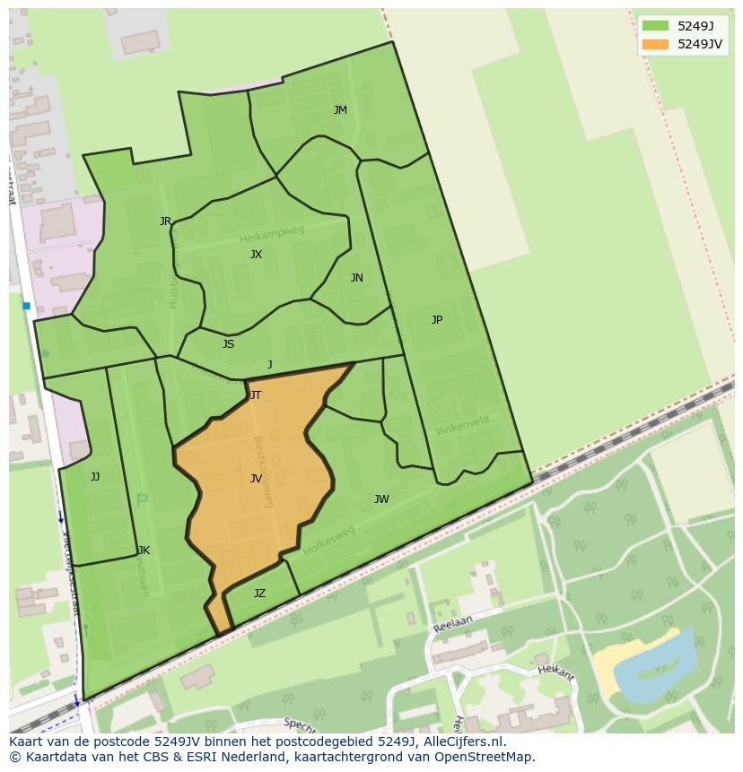 Afbeelding van het postcodegebied 5249 JV op de kaart.