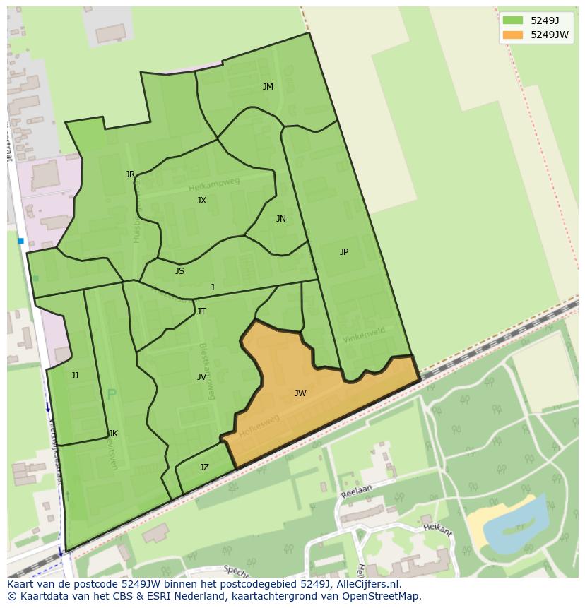 Afbeelding van het postcodegebied 5249 JW op de kaart.