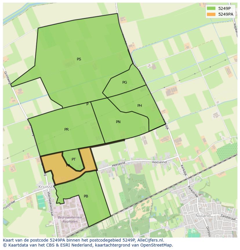 Afbeelding van het postcodegebied 5249 PA op de kaart.