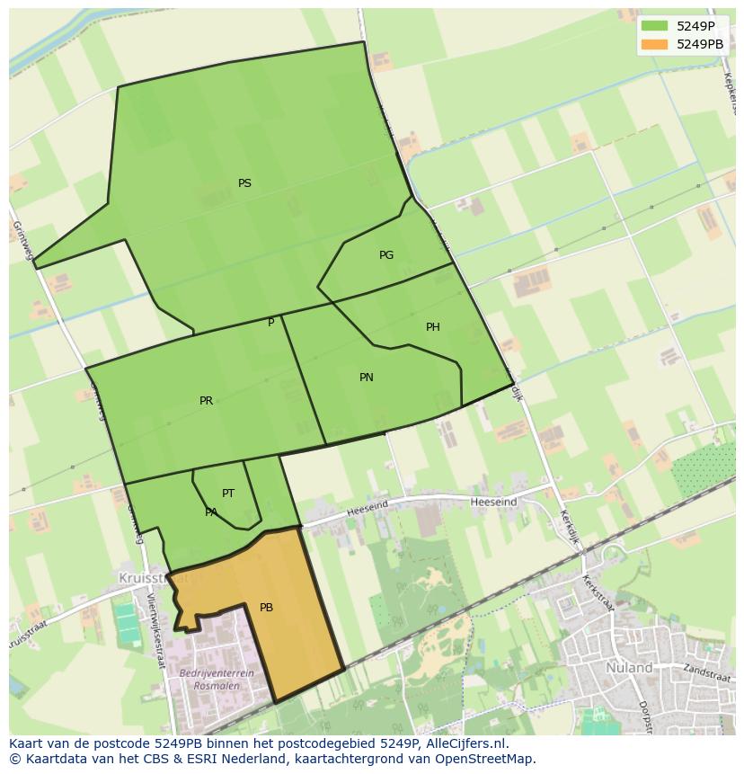 Afbeelding van het postcodegebied 5249 PB op de kaart.