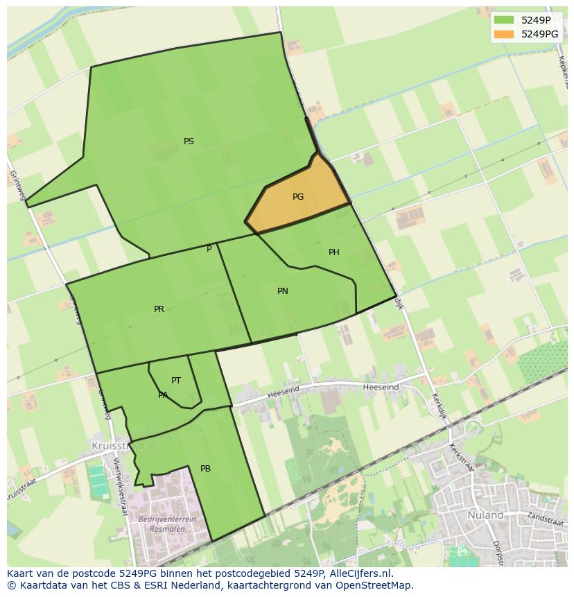Afbeelding van het postcodegebied 5249 PG op de kaart.