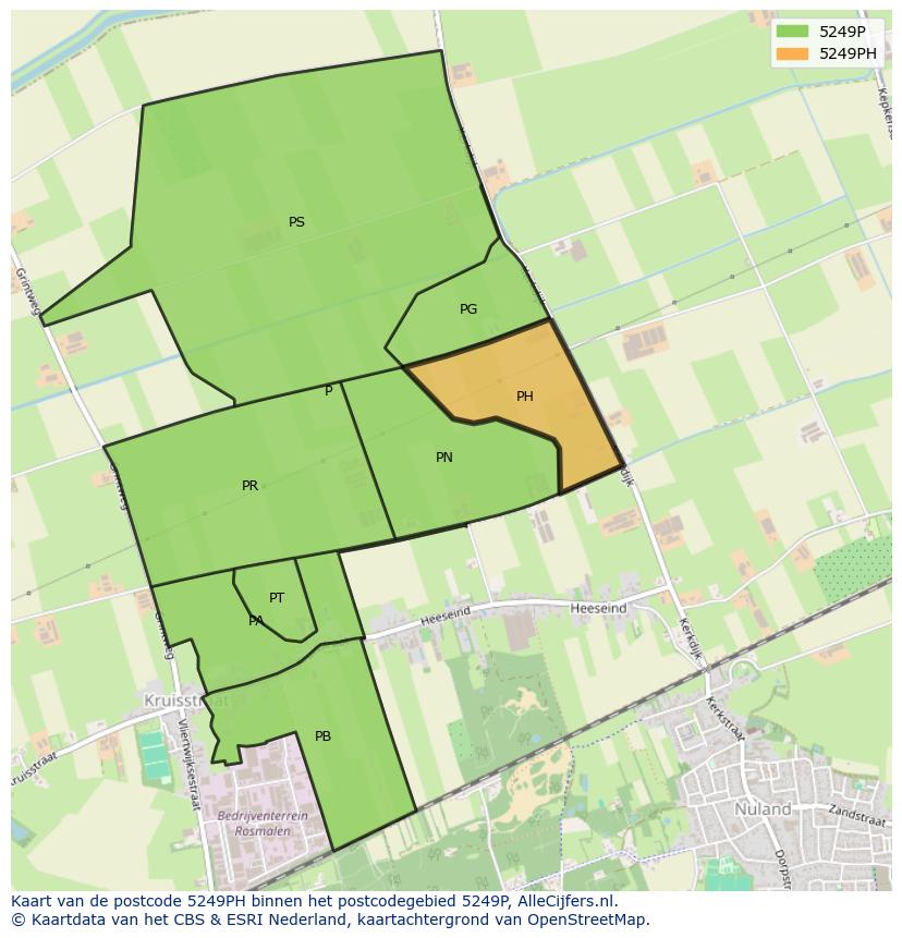 Afbeelding van het postcodegebied 5249 PH op de kaart.