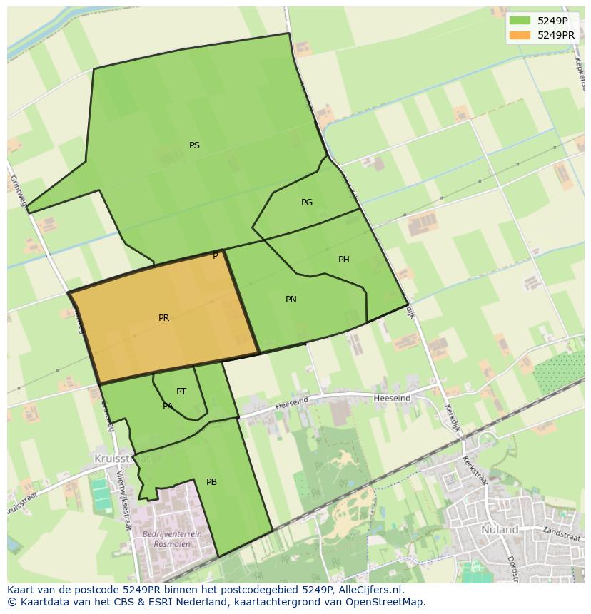 Afbeelding van het postcodegebied 5249 PR op de kaart.