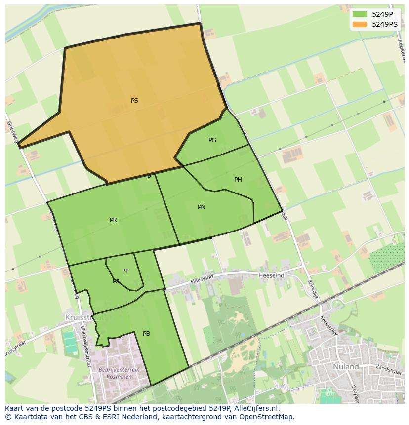 Afbeelding van het postcodegebied 5249 PS op de kaart.