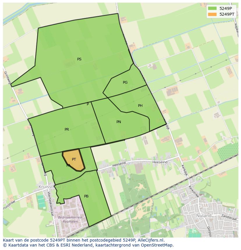 Afbeelding van het postcodegebied 5249 PT op de kaart.