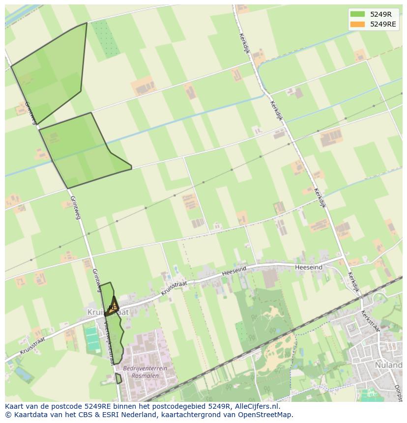 Afbeelding van het postcodegebied 5249 RE op de kaart.