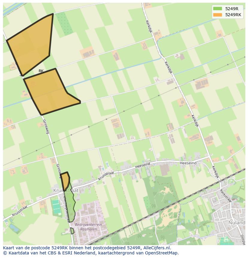 Afbeelding van het postcodegebied 5249 RK op de kaart.