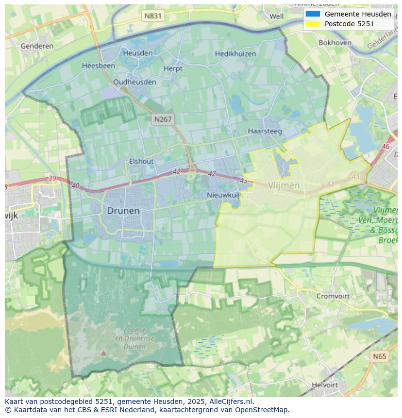 Afbeelding van het postcodegebied 5251 op de kaart.