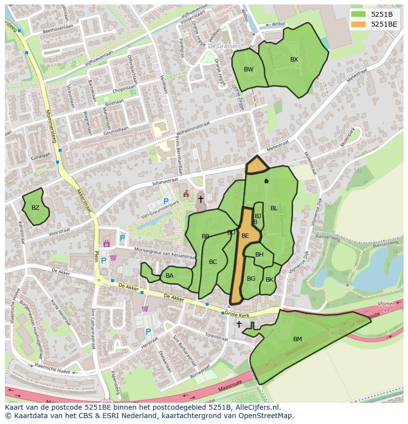Afbeelding van het postcodegebied 5251 BE op de kaart.