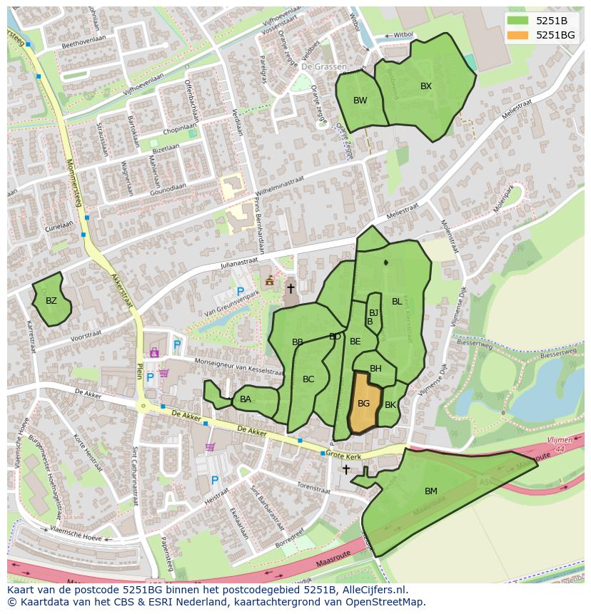Afbeelding van het postcodegebied 5251 BG op de kaart.