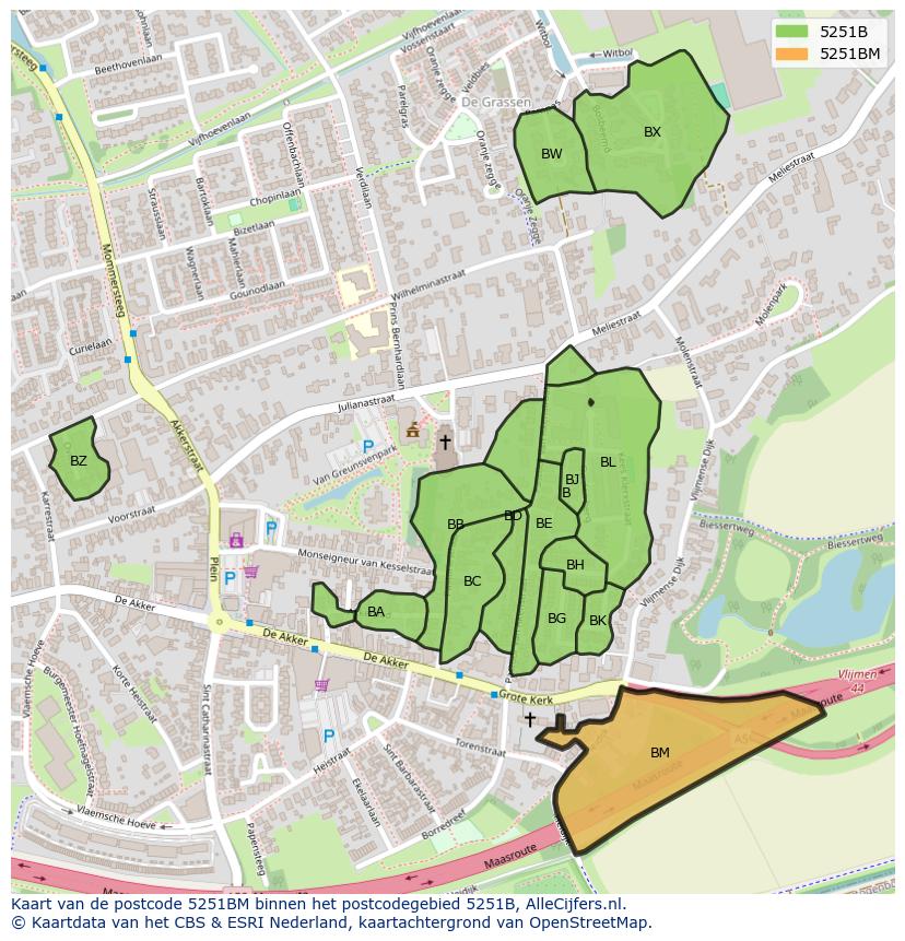 Afbeelding van het postcodegebied 5251 BM op de kaart.