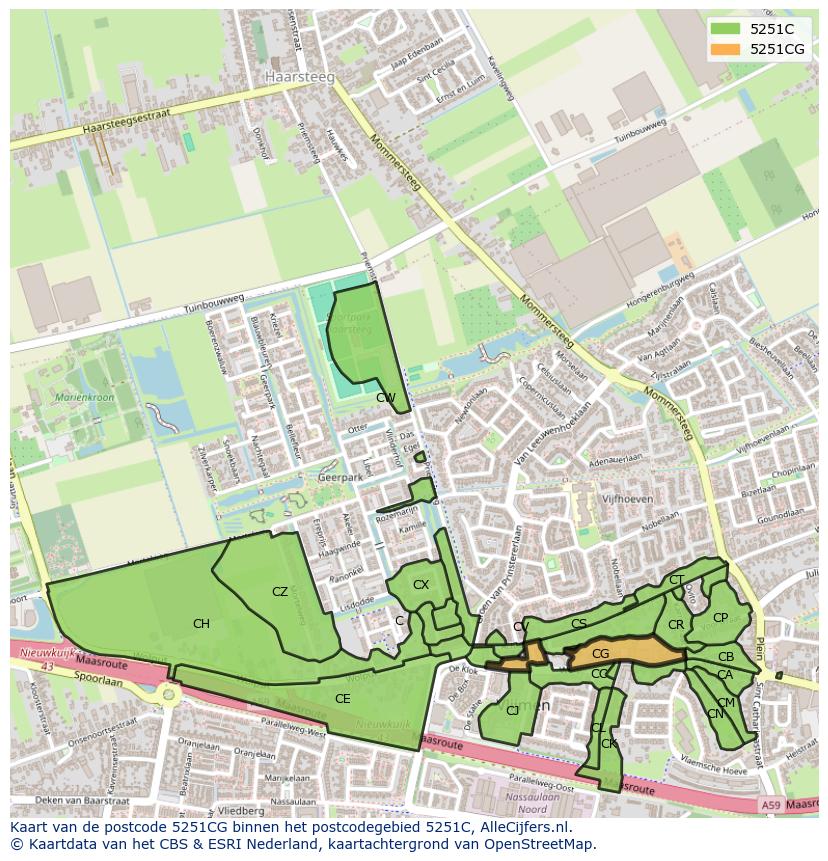 Afbeelding van het postcodegebied 5251 CG op de kaart.