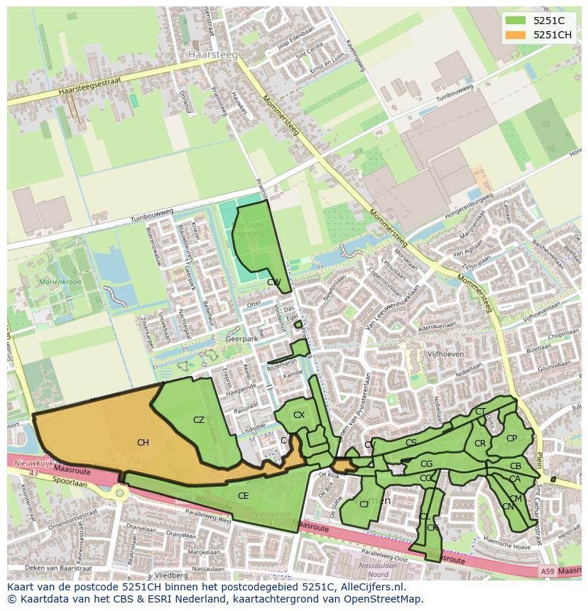 Afbeelding van het postcodegebied 5251 CH op de kaart.