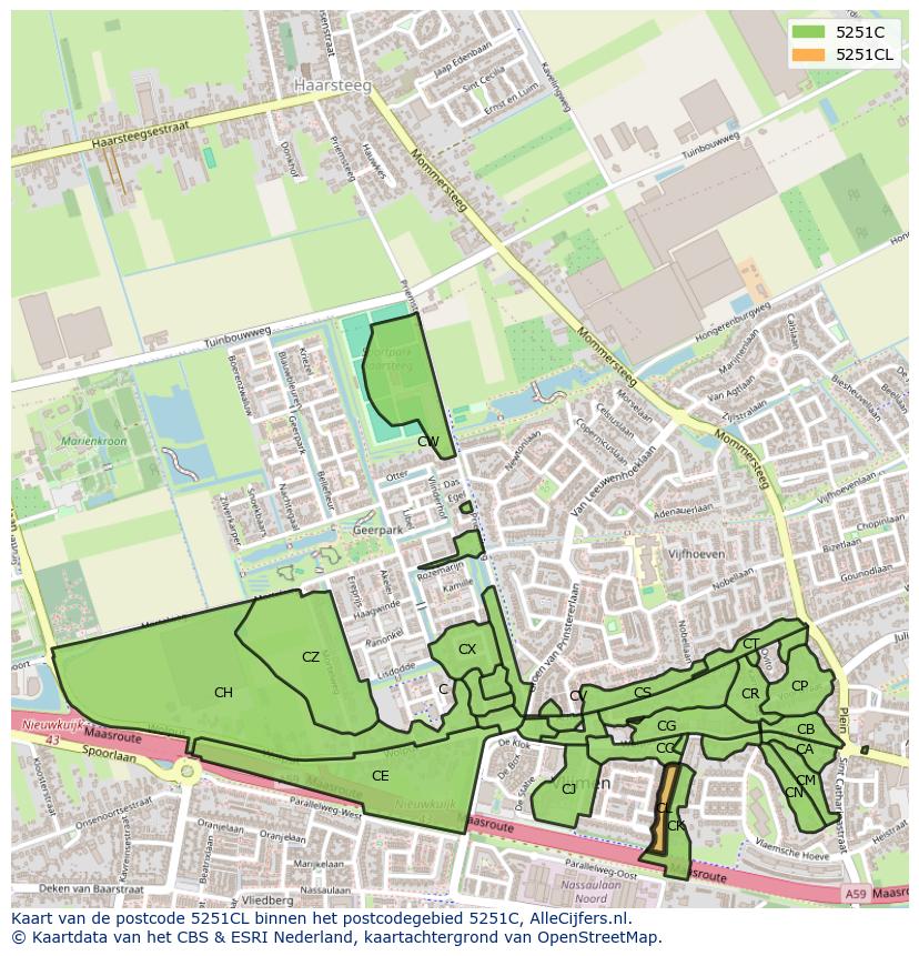 Afbeelding van het postcodegebied 5251 CL op de kaart.