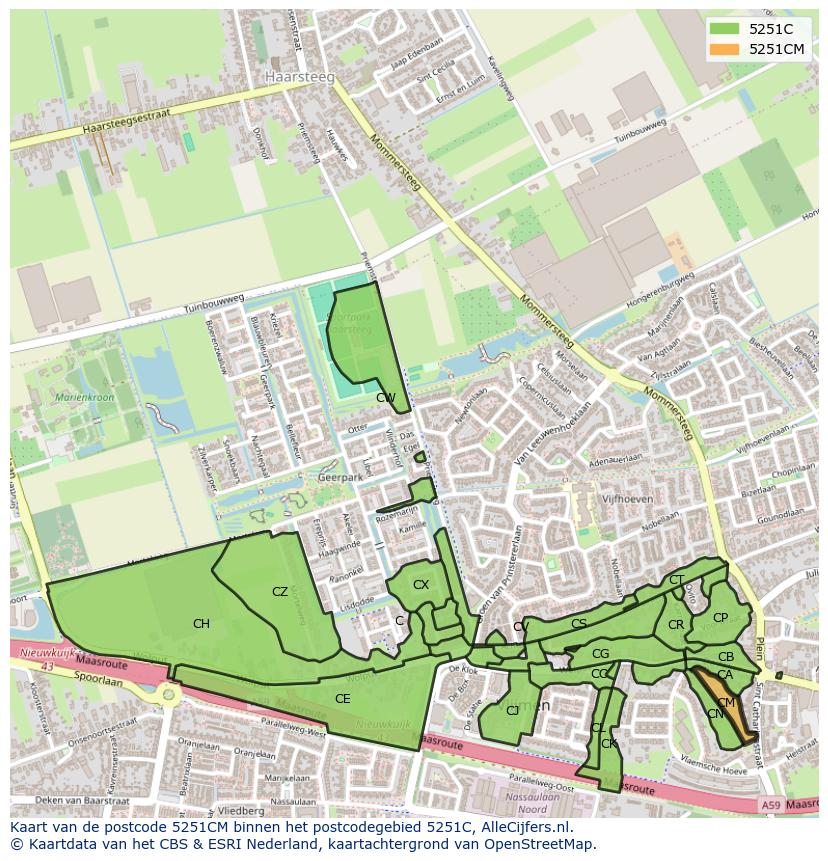 Afbeelding van het postcodegebied 5251 CM op de kaart.