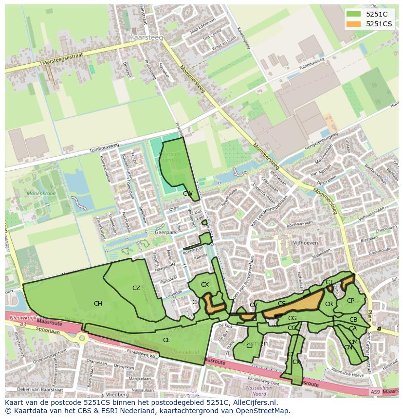 Afbeelding van het postcodegebied 5251 CS op de kaart.