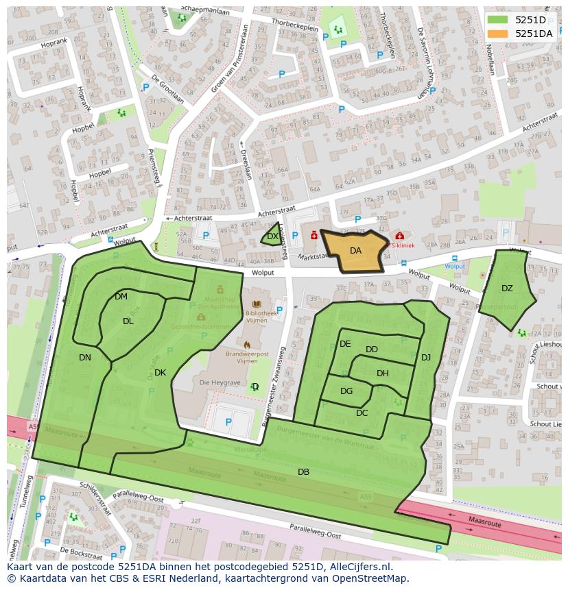 Afbeelding van het postcodegebied 5251 DA op de kaart.