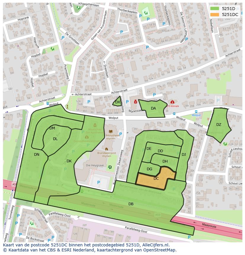 Afbeelding van het postcodegebied 5251 DC op de kaart.