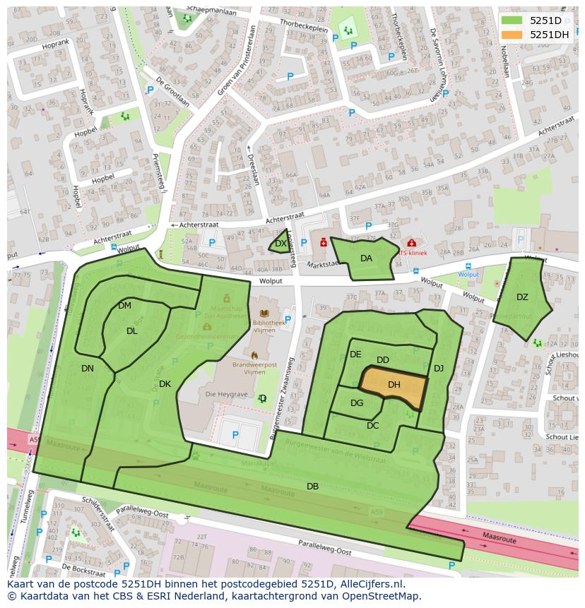 Afbeelding van het postcodegebied 5251 DH op de kaart.
