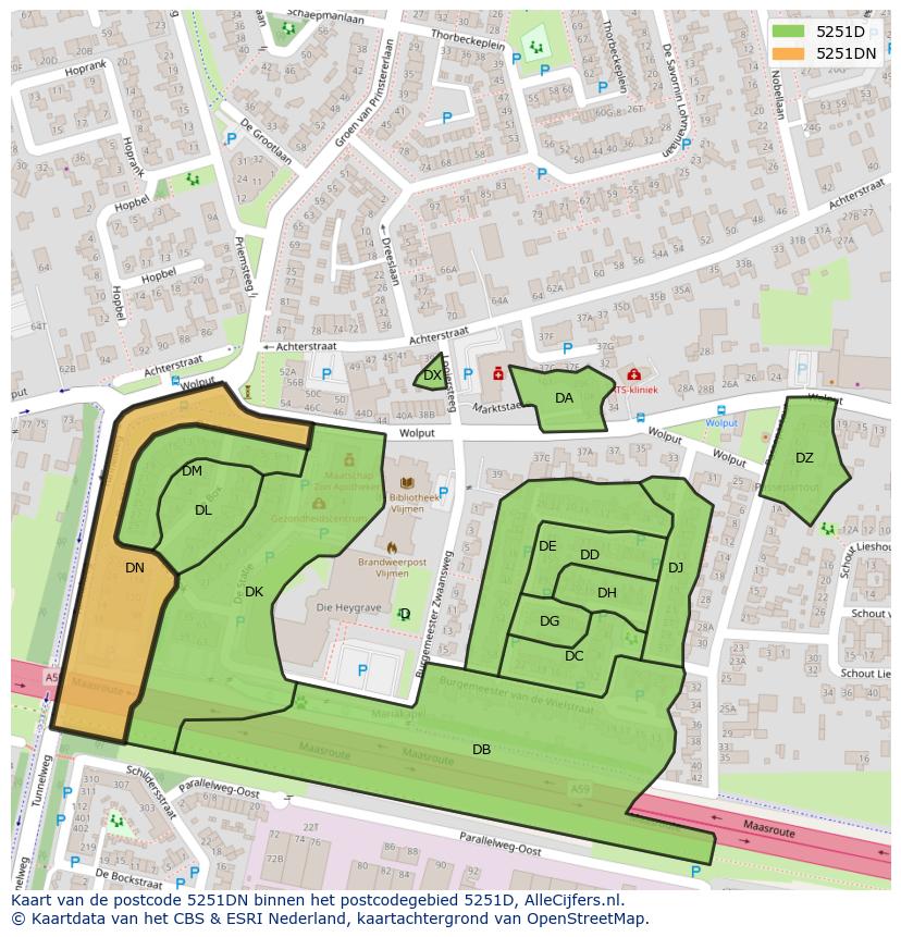 Afbeelding van het postcodegebied 5251 DN op de kaart.