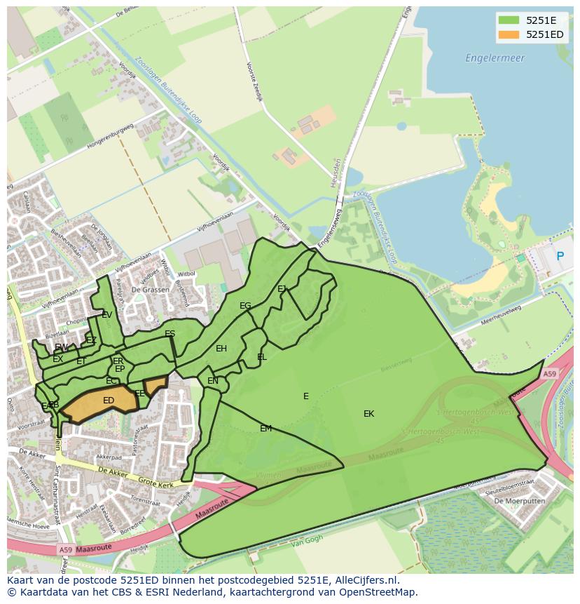 Afbeelding van het postcodegebied 5251 ED op de kaart.