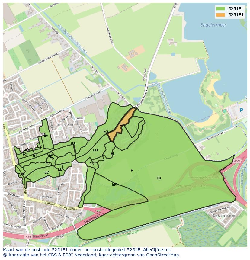 Afbeelding van het postcodegebied 5251 EJ op de kaart.