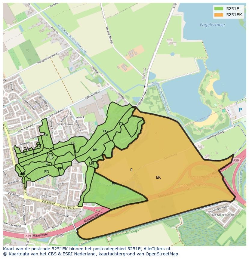 Afbeelding van het postcodegebied 5251 EK op de kaart.