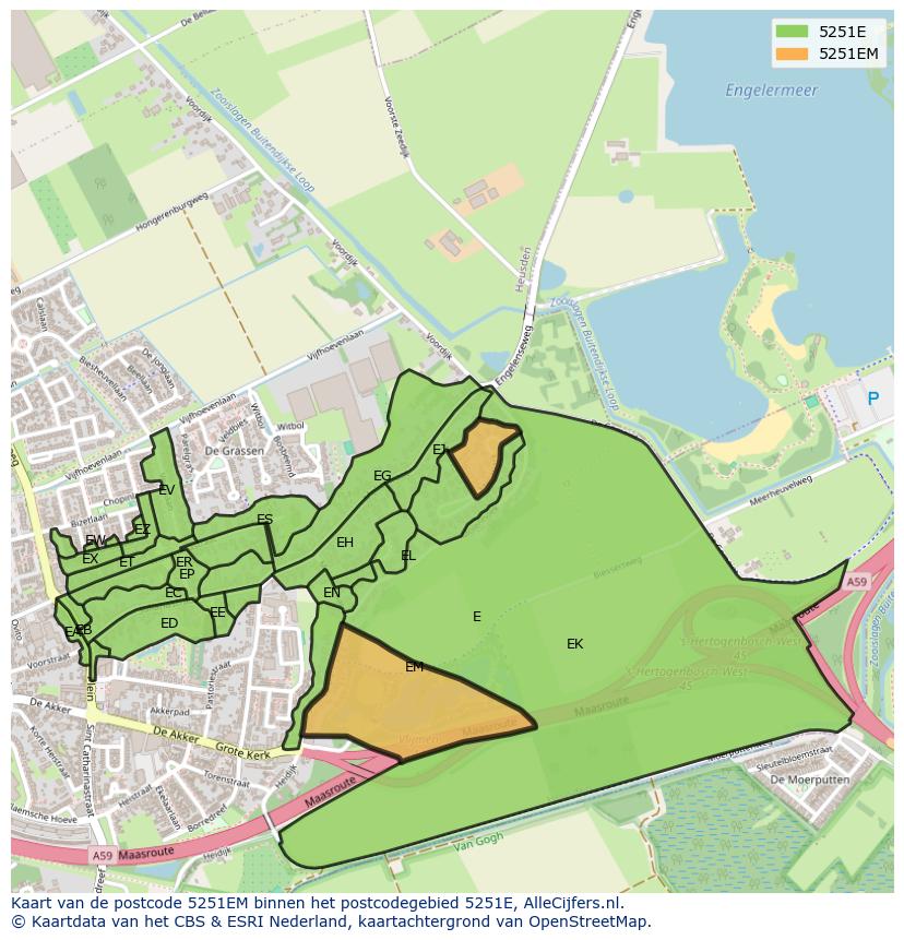 Afbeelding van het postcodegebied 5251 EM op de kaart.