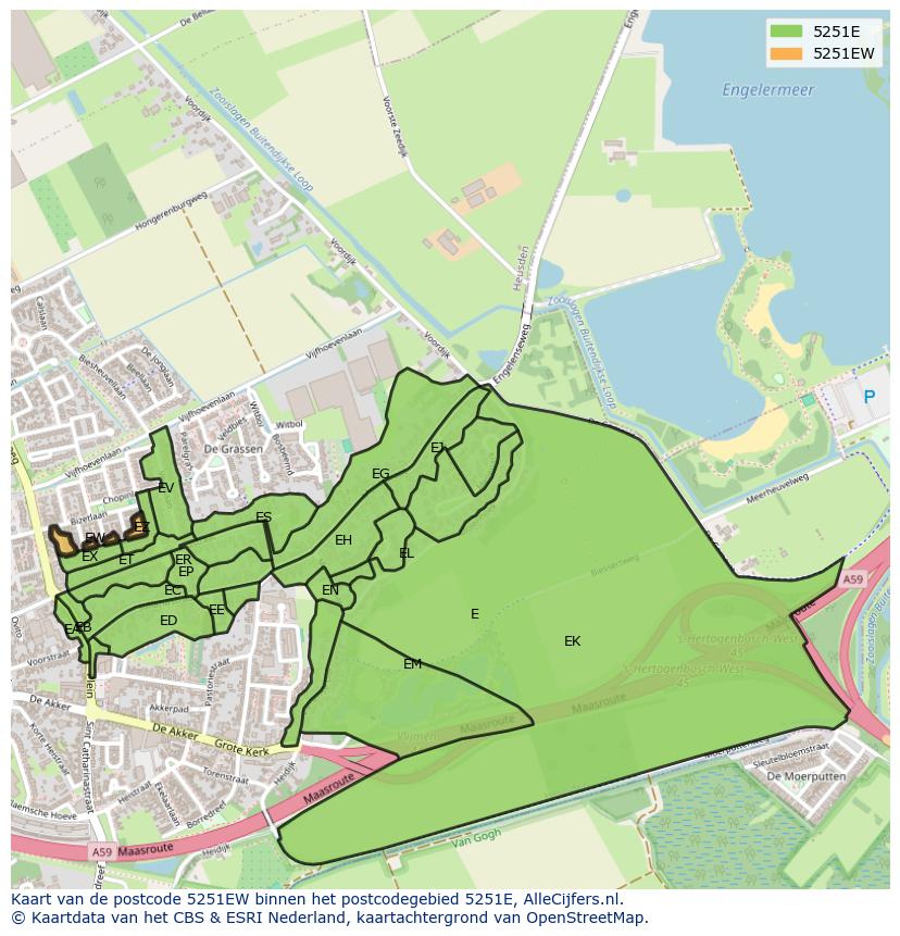 Afbeelding van het postcodegebied 5251 EW op de kaart.