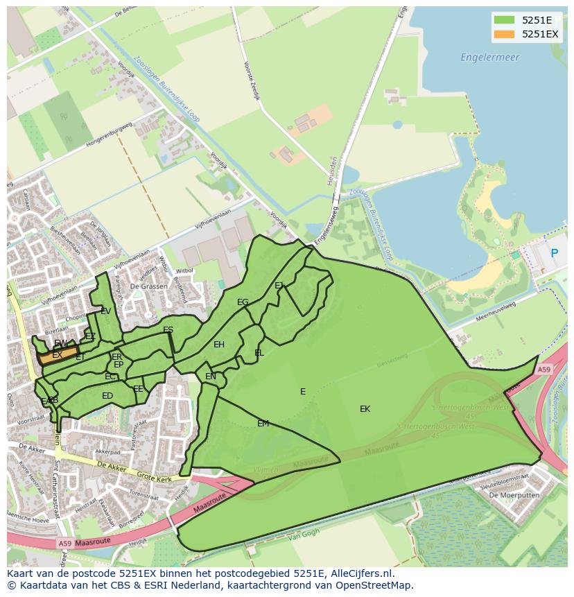Afbeelding van het postcodegebied 5251 EX op de kaart.