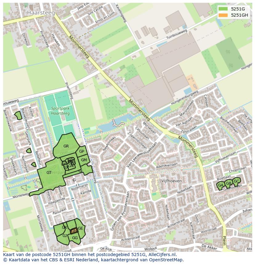 Afbeelding van het postcodegebied 5251 GH op de kaart.