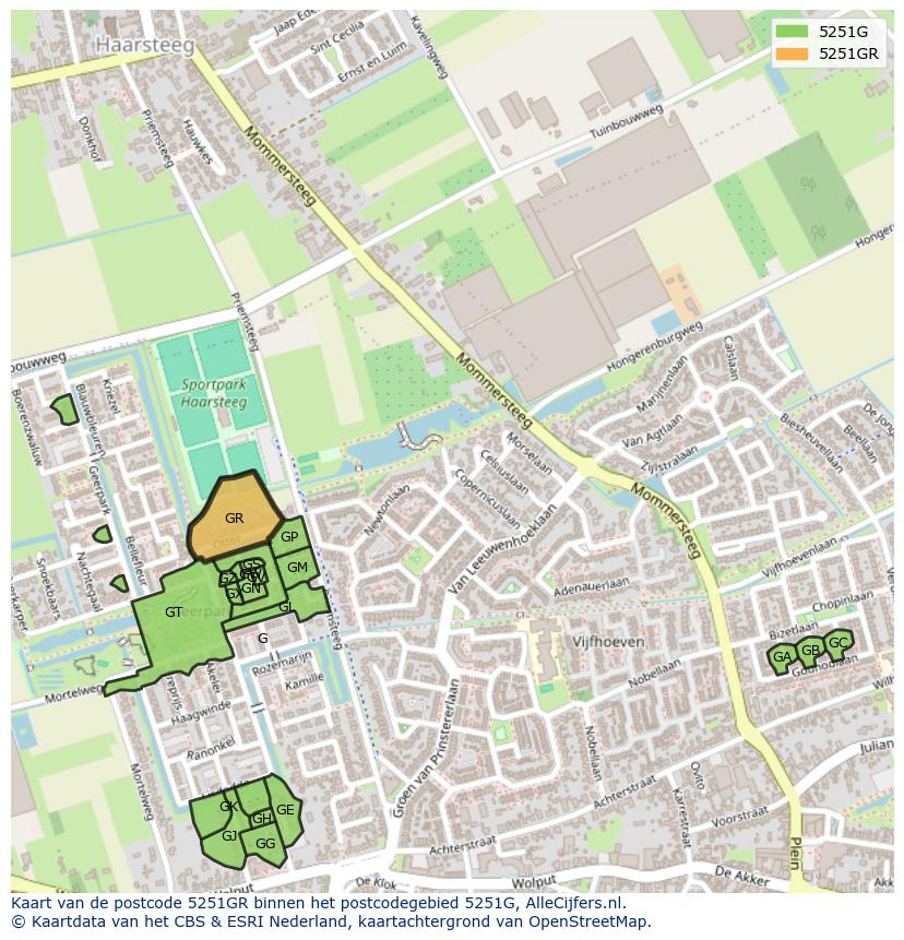 Afbeelding van het postcodegebied 5251 GR op de kaart.